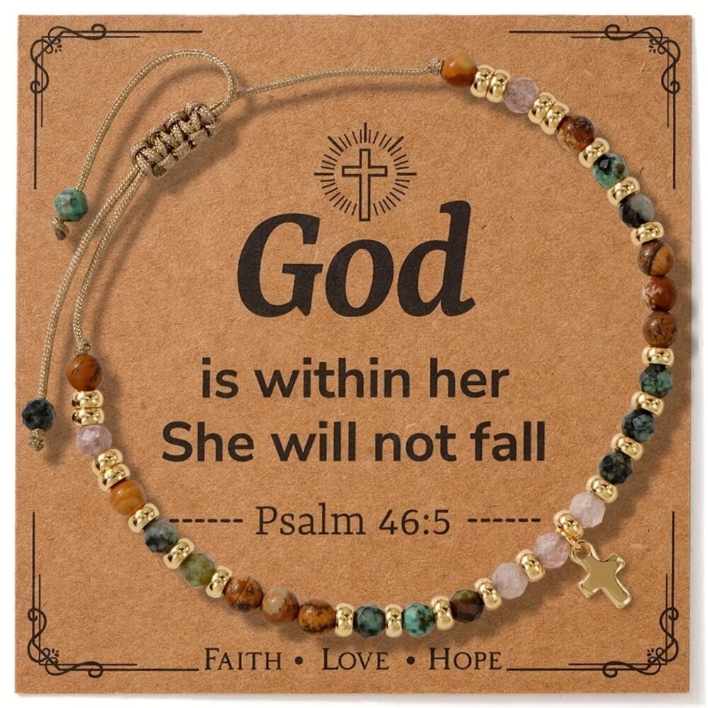GOD is Within Her She Will Not Fail PSALM 46:5 Faith Hope Love Bracelet Gift NWT